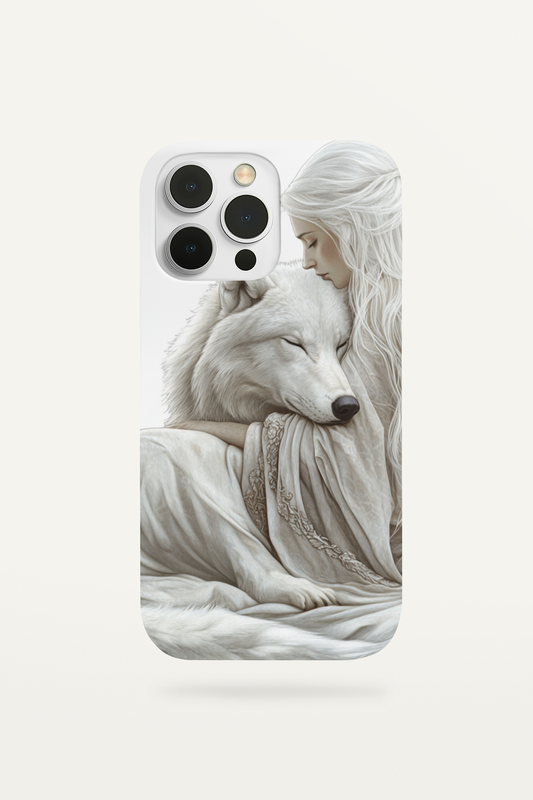 Wolf guardian under moonlight phone insert for clear iPhone cases - wild fantasy strength aesthetic

