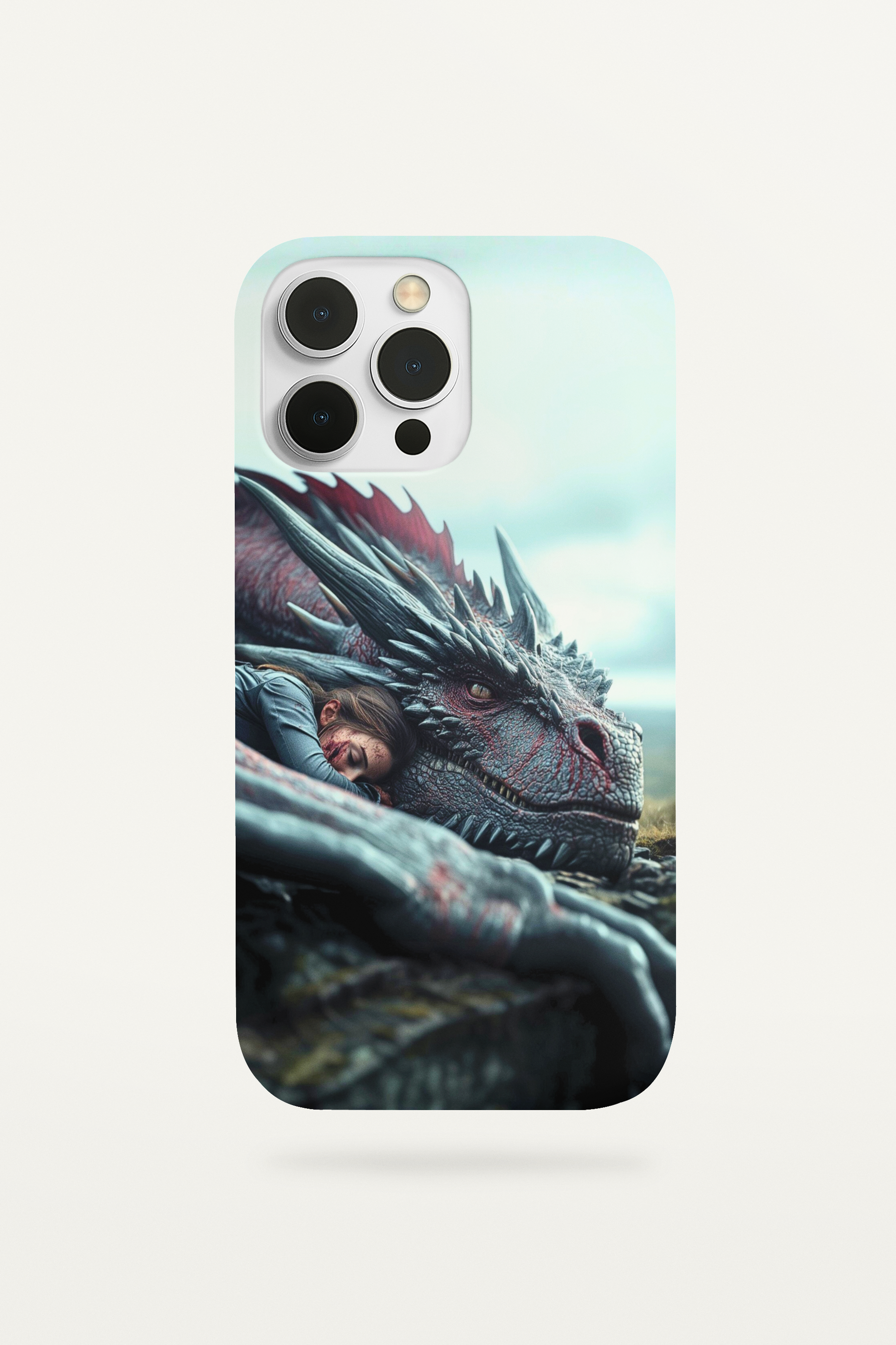  Sleeping dragon curled around books phone insert for clear iPhone cases - cozy fantasy bookish aesthetic

