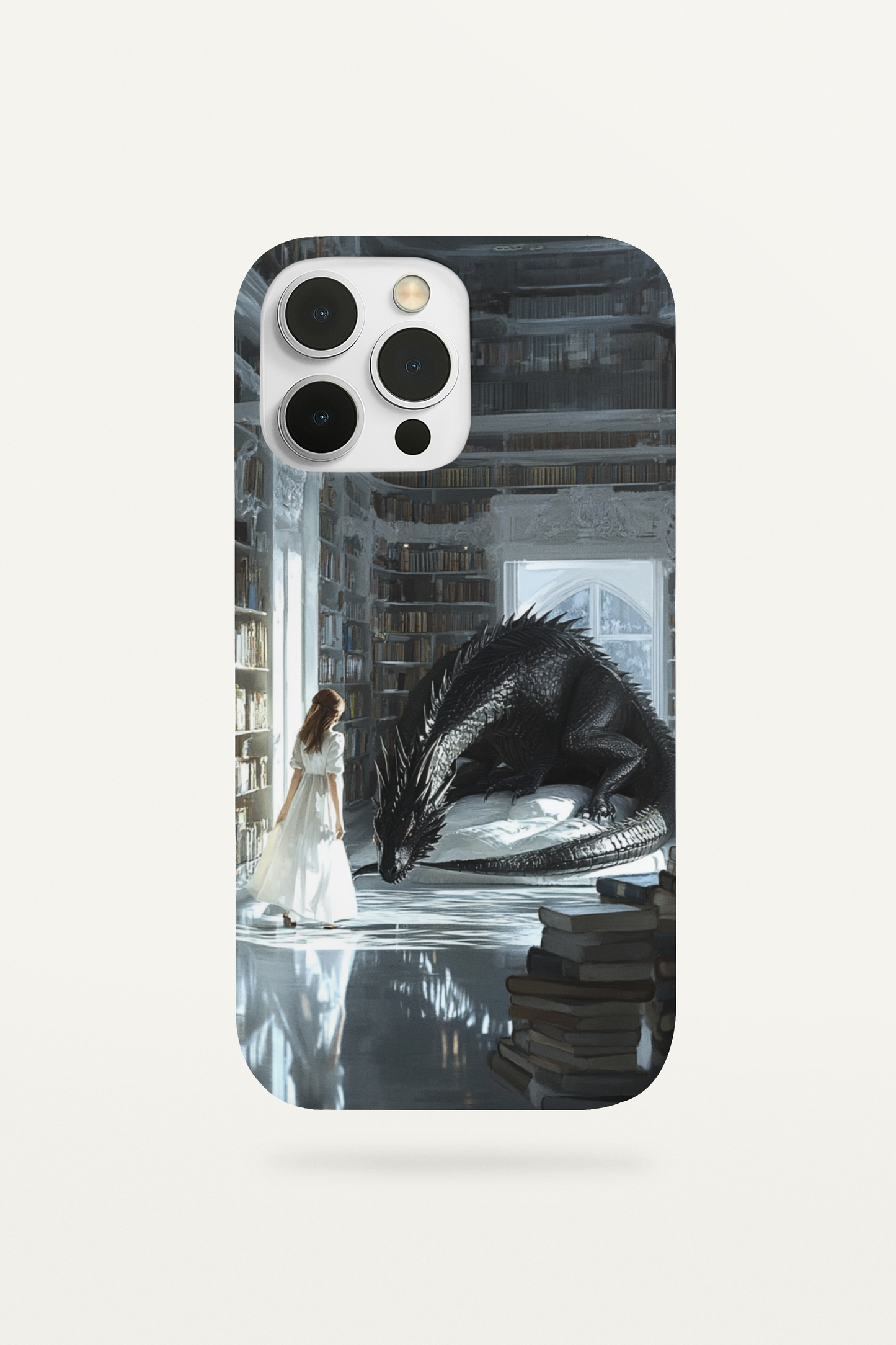 Dragon library phone case insert - fantasy book and dragon art for clear iPhone cases