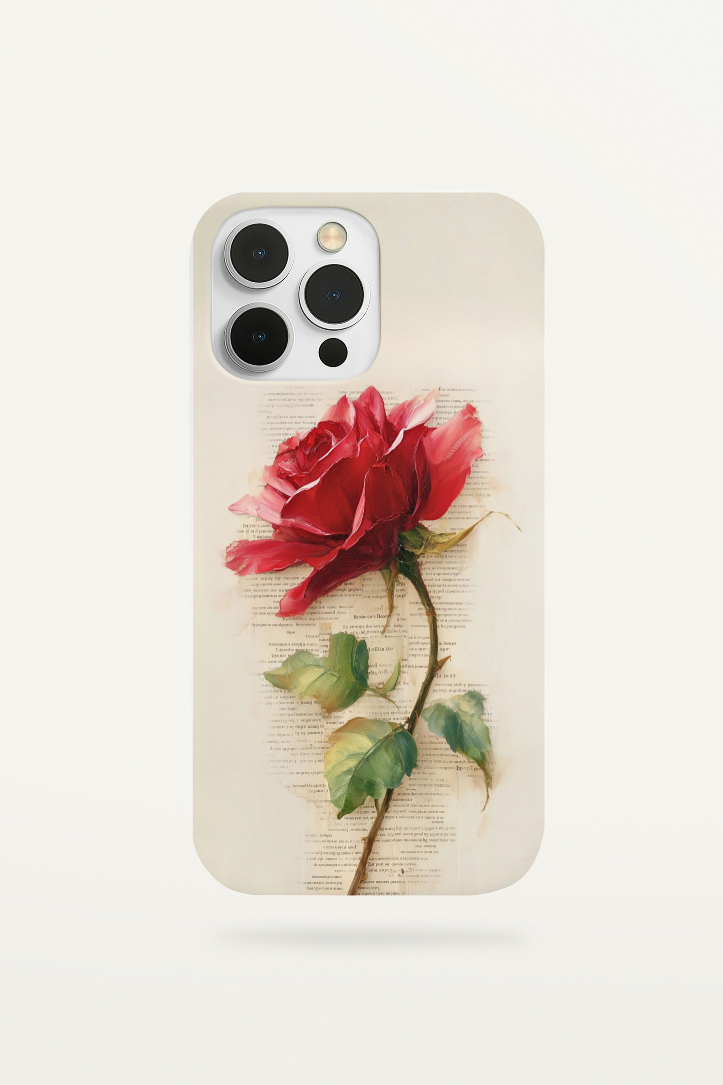 Rose and open book phone insert for clear iPhone cases - romantic bookish aesthetic
