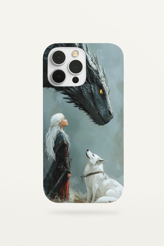 Fantasy girl and dragon phone case insert for clear iPhone cases

