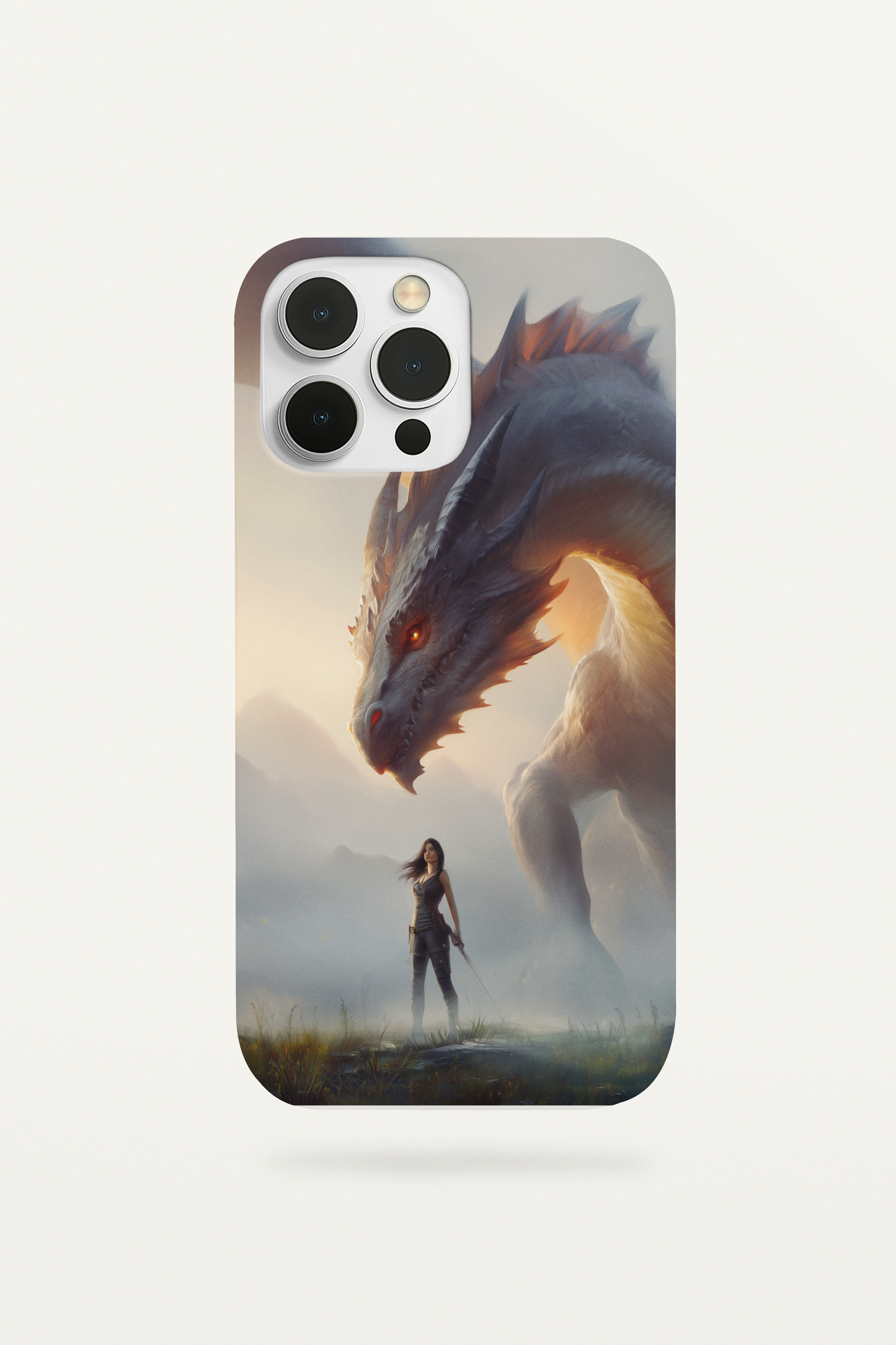 Guardian Dragon Phone Insert | Warrior Fantasy Art for Clear iPhone Cases