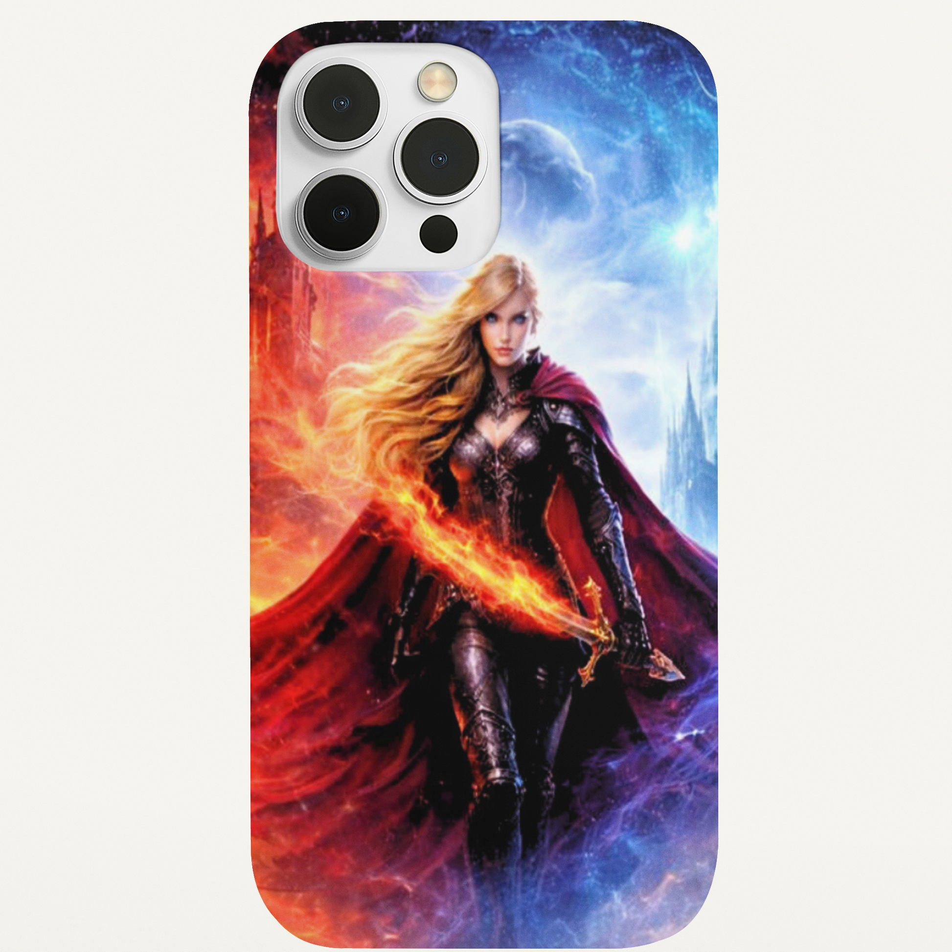 Winged warrior guardian phone insert for clear iPhone cases - epic fantasy battle aesthetic

