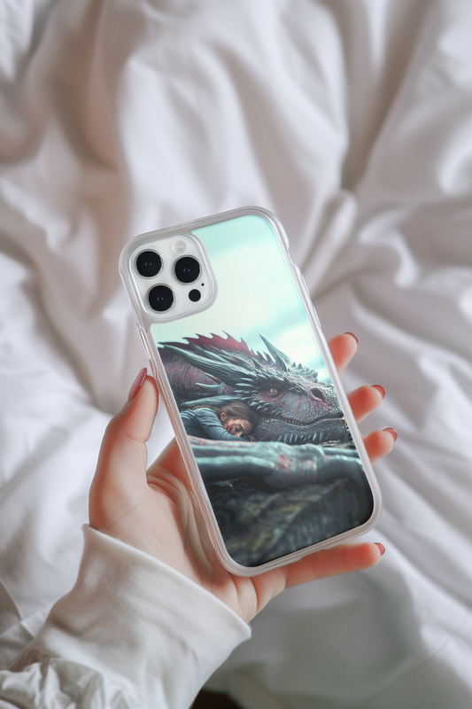  Close-up of dragon and book stack phone insert design - peaceful fantasy reader art


