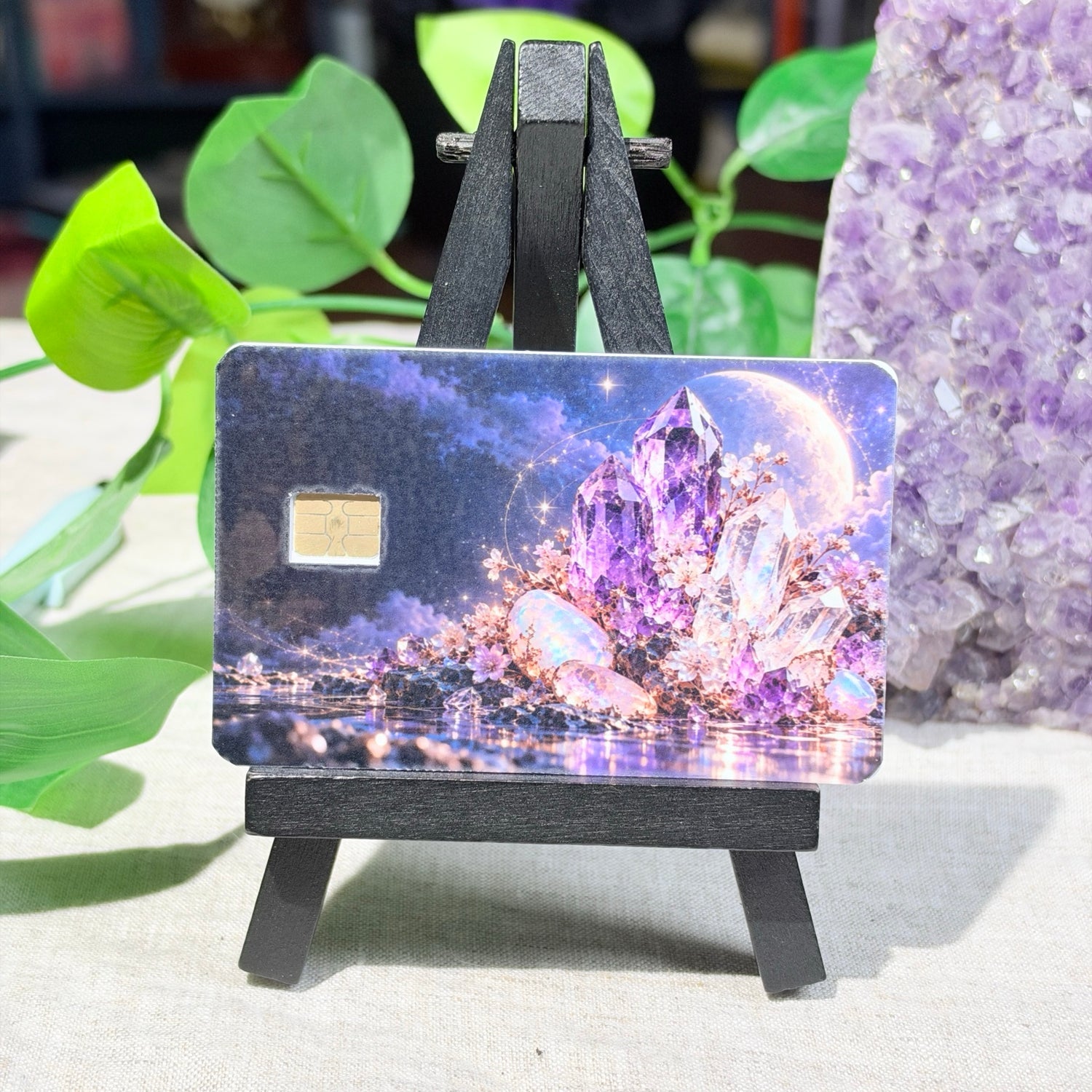 Amethyst Moon Card Skin – Purple Crystals & Moonlight Debit & Credit Card Sticker by The Sticker Era