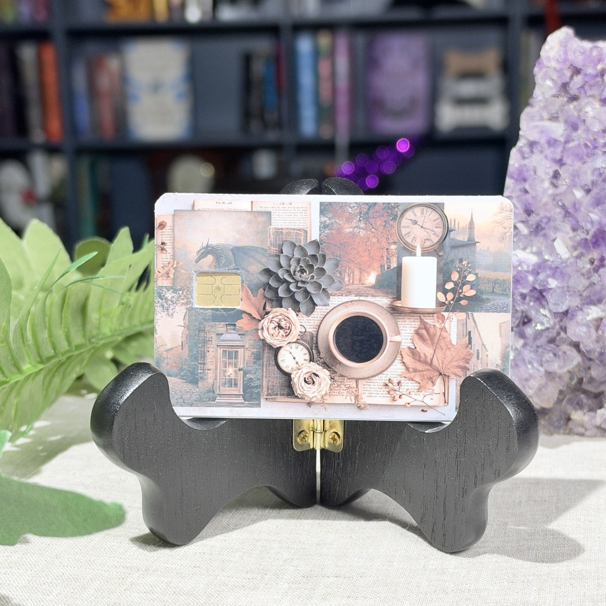 Autumn Candle & Coffee Card Skin – Cozy Fall Collage Debit & Credit Card Sticker by The Sticker Era
