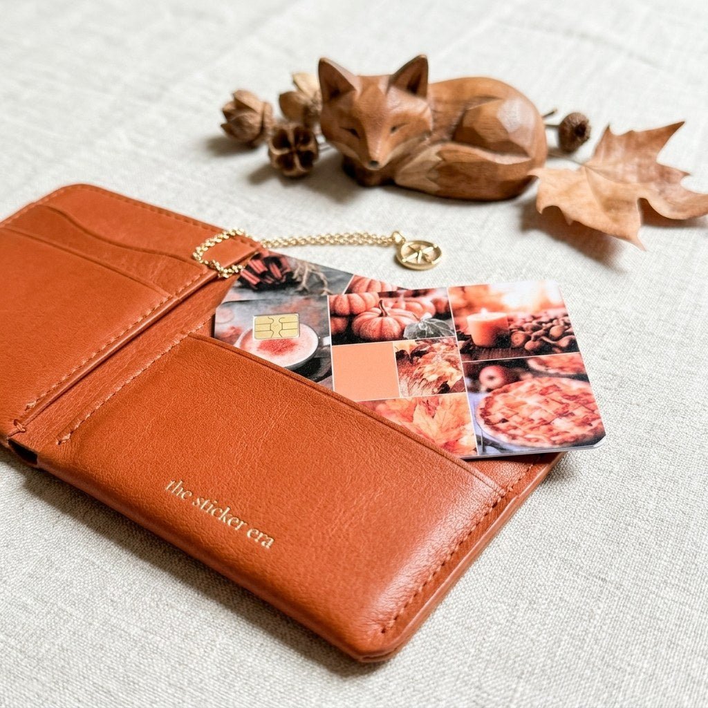 Blush Autumn Collage Card Skin – Soft Fall Photo Grid Debit & Credit Card Sticker by The Sticker Era