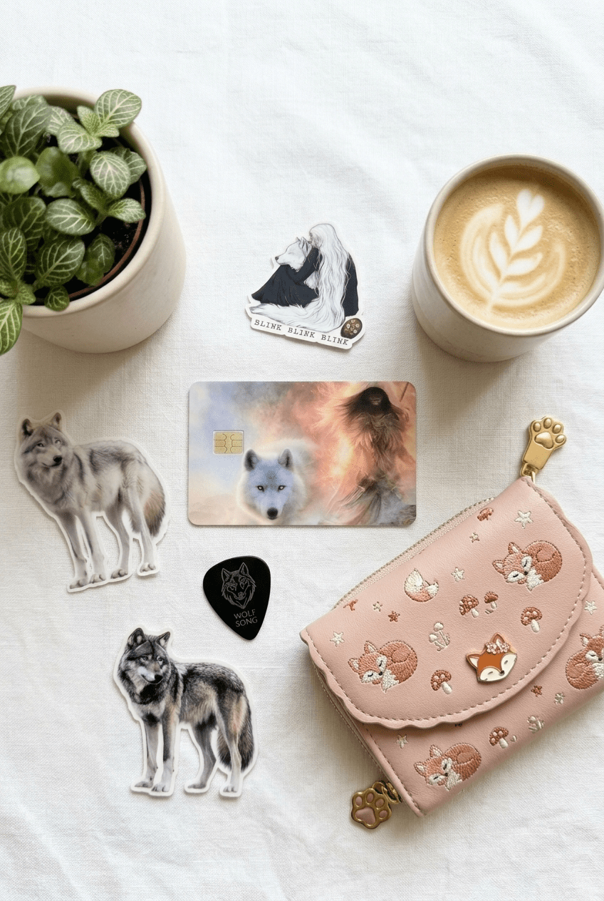 Wolf Debit Card Skin – Moody Forest Vinyl Card Cover – Sticker Era by The Sticker Era