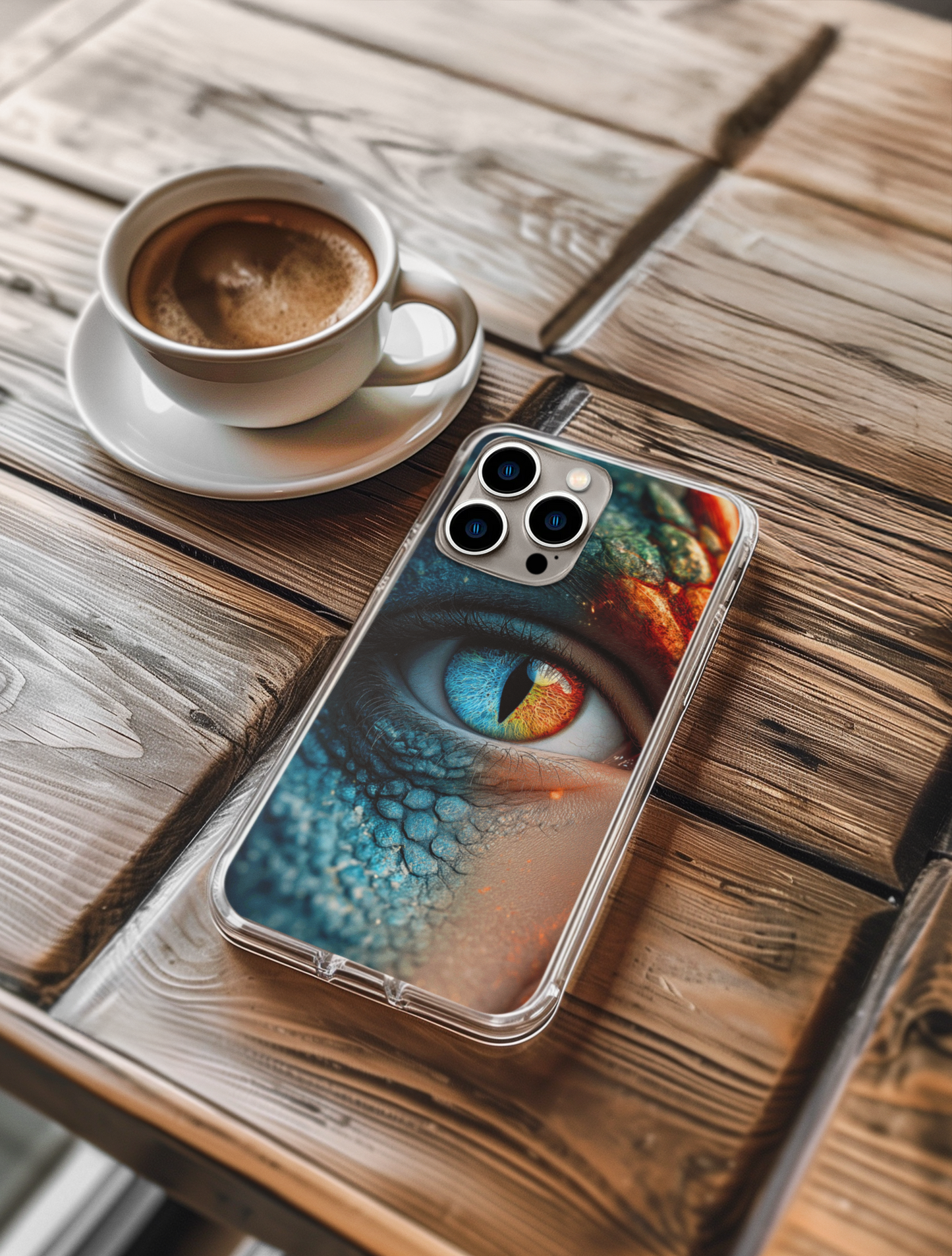 Dragon eye phone insert in clear case lifestyle - mystical phone art
