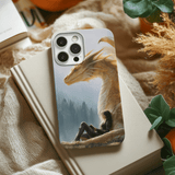 Golden Dragon & Reader Phone Insert | Sunlit Fantasy Art for Clear iPhone Cases by The Sticker Era