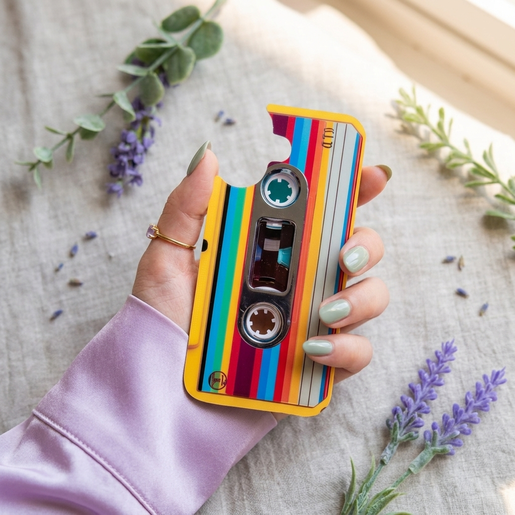 Retro Cassette Clear Phone Case Insert – 80s Mixtape Art Card – Sticker Era by The Sticker Era