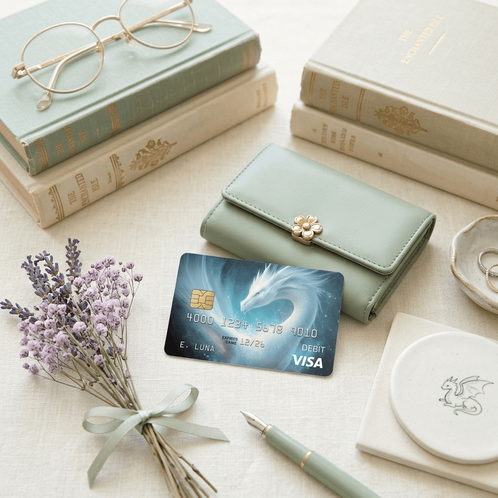 Celestial Ice Dragon Debit Card Skin | Ethereal Blue Fantasy Card Cover by The Sticker Era