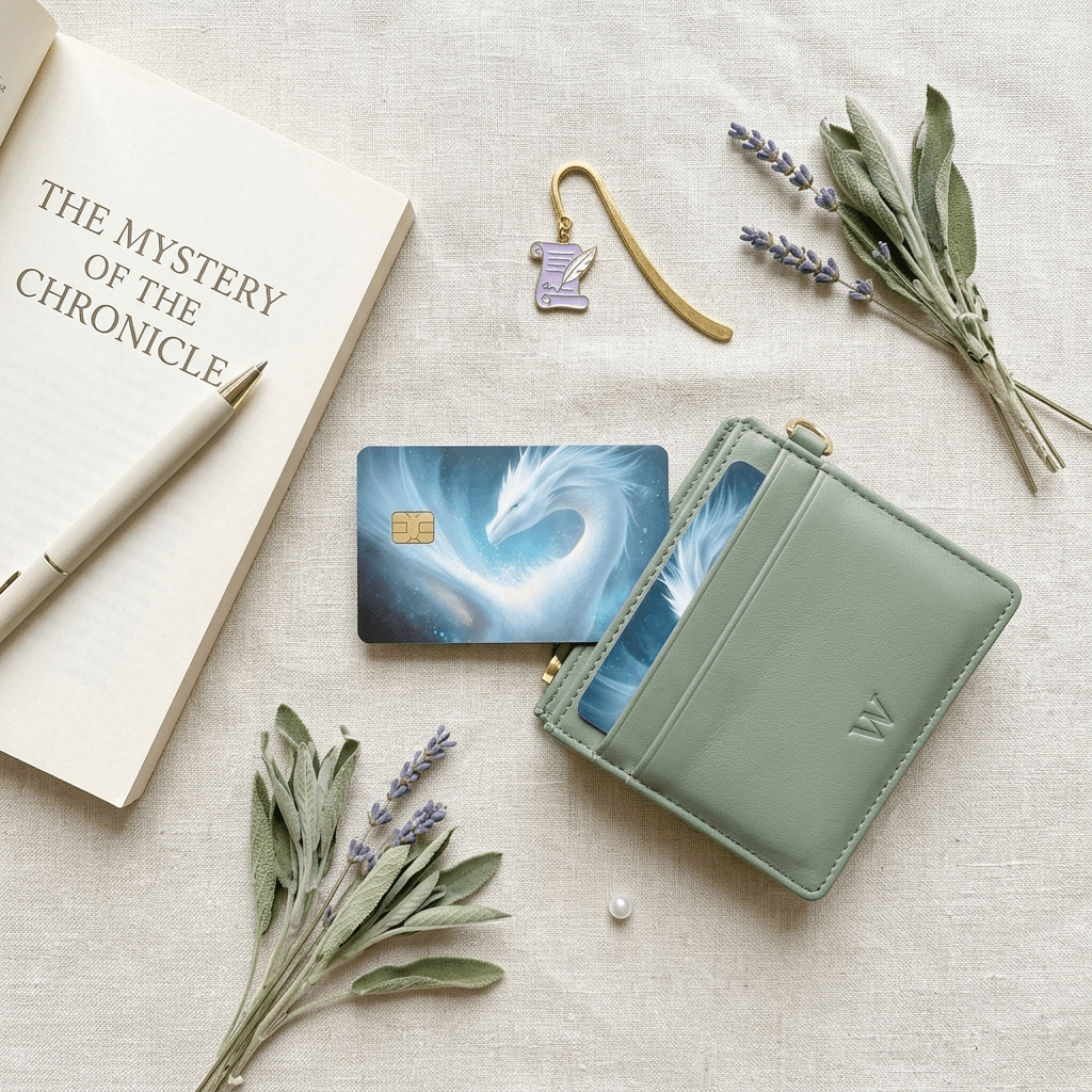 Celestial Ice Dragon Debit Card Skin | Ethereal Blue Fantasy Card Cover by The Sticker Era