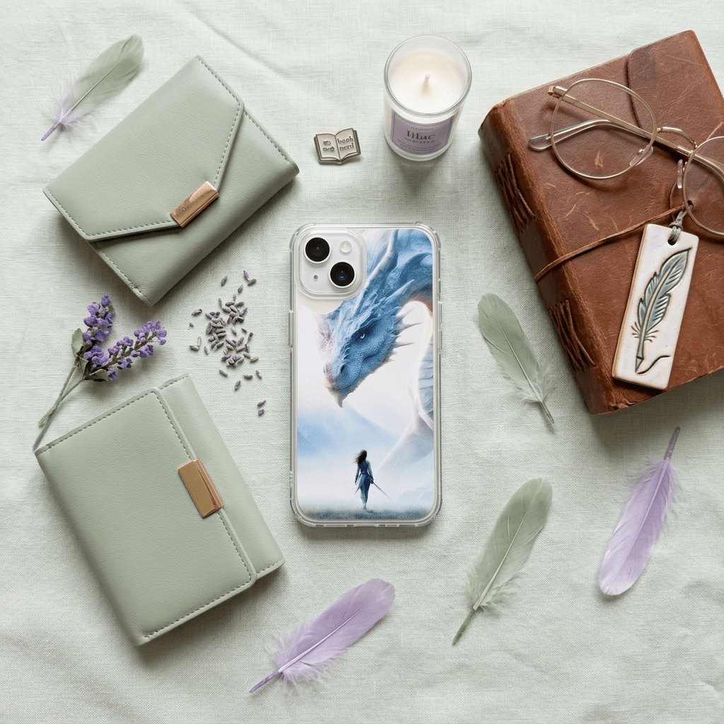 Guardian Dragon Phone Insert – Romantasy Clear Case Art – Sticker Era by The Sticker Era