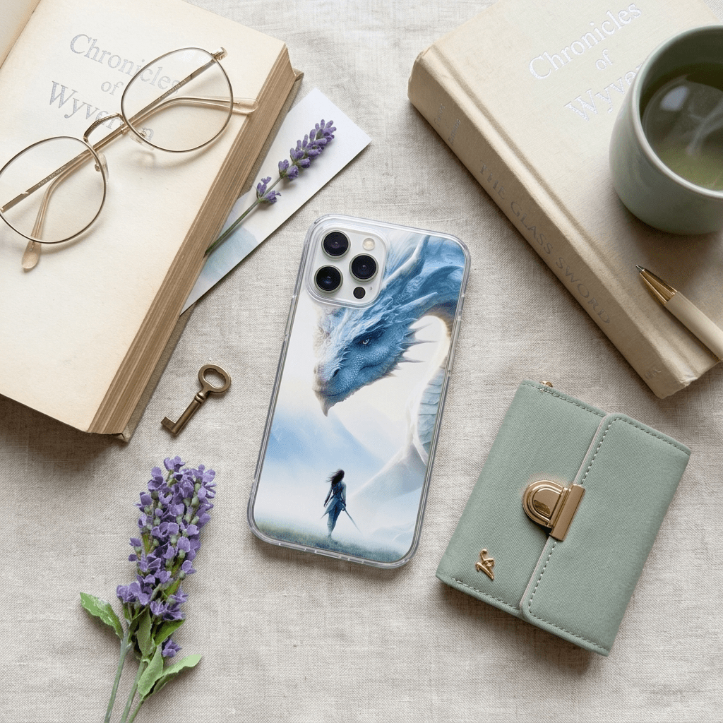 Guardian Dragon Phone Insert – Romantasy Clear Case Art – Sticker Era by The Sticker Era