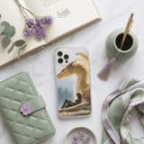 Golden Dragon & Reader Phone Insert | Sunlit Fantasy Art for Clear iPhone Cases by The Sticker Era