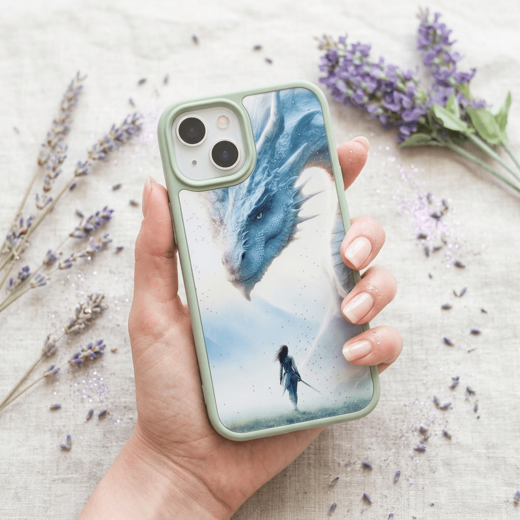 Guardian Dragon Phone Insert – Romantasy Clear Case Art – Sticker Era by The Sticker Era