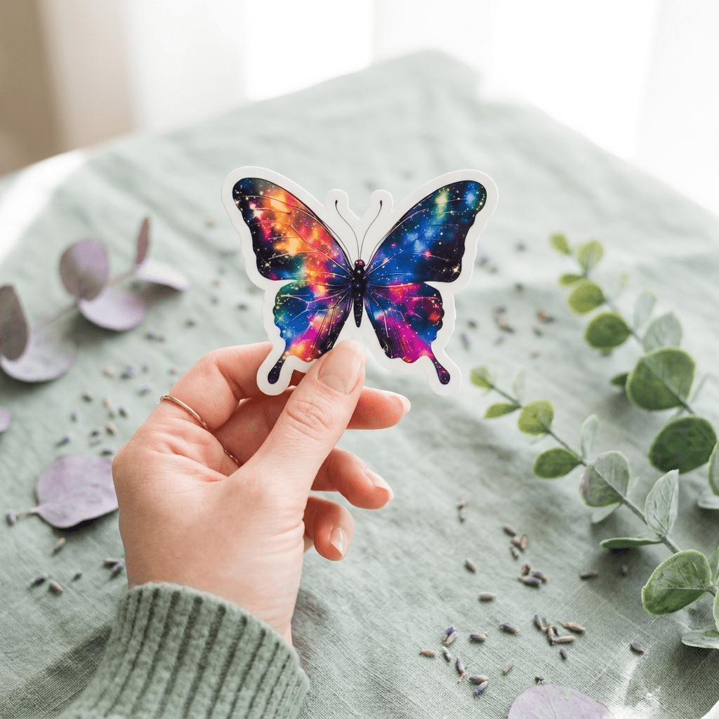 Holographic Galaxy Butterfly Sticker – Celestial Vinyl Decal – Sticker Era by The Sticker Era