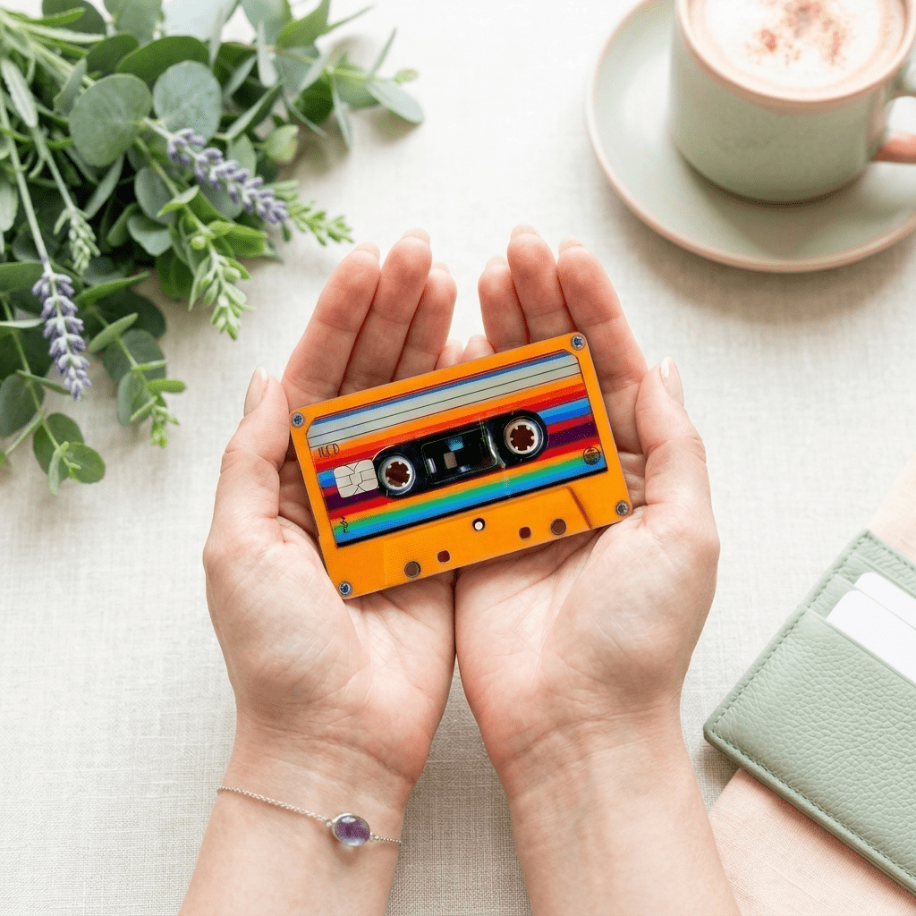 Retro Cassette Debit Card Skin – 80s Aesthetic Vinyl Card Cover – Sticker Era by The Sticker Era