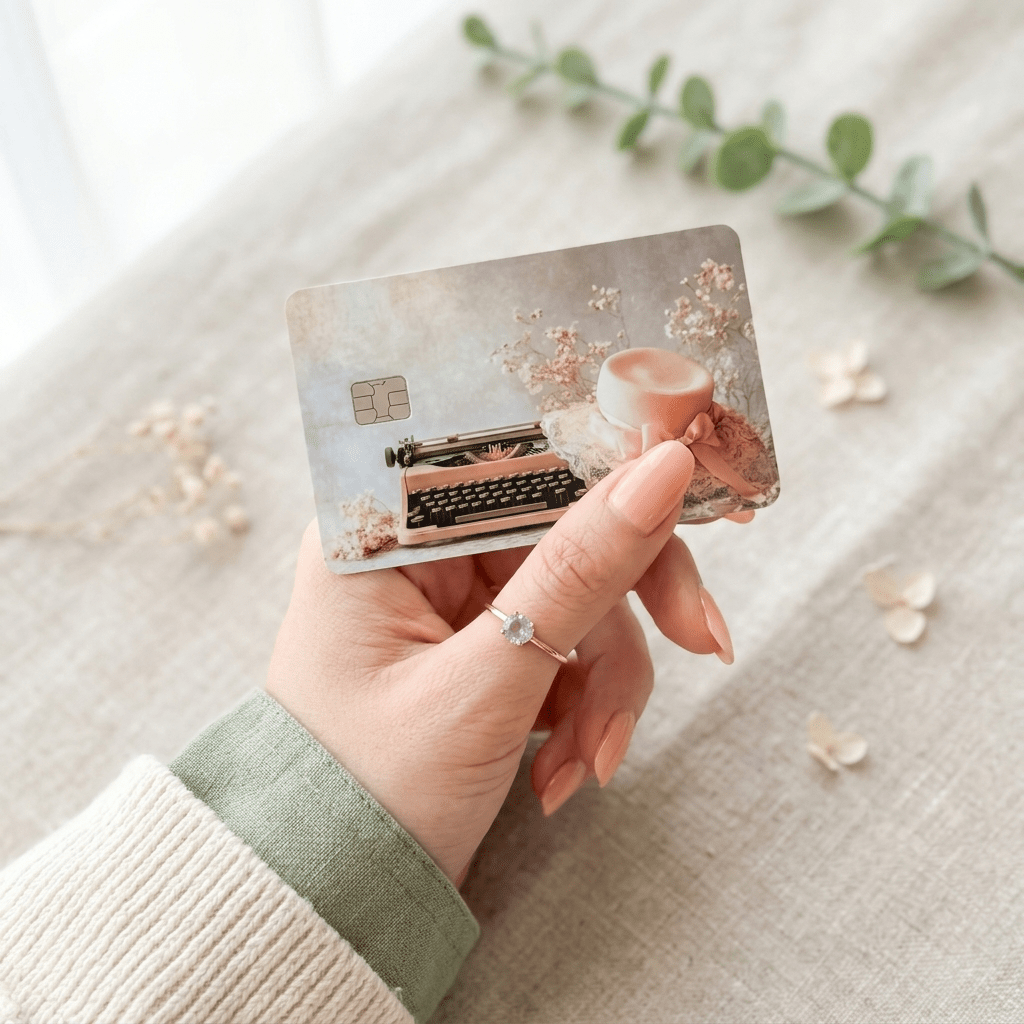Vintage Typewriter Debit Card Skin – Dark Academia Writer Card Cover – Sticker Era by The Sticker Era