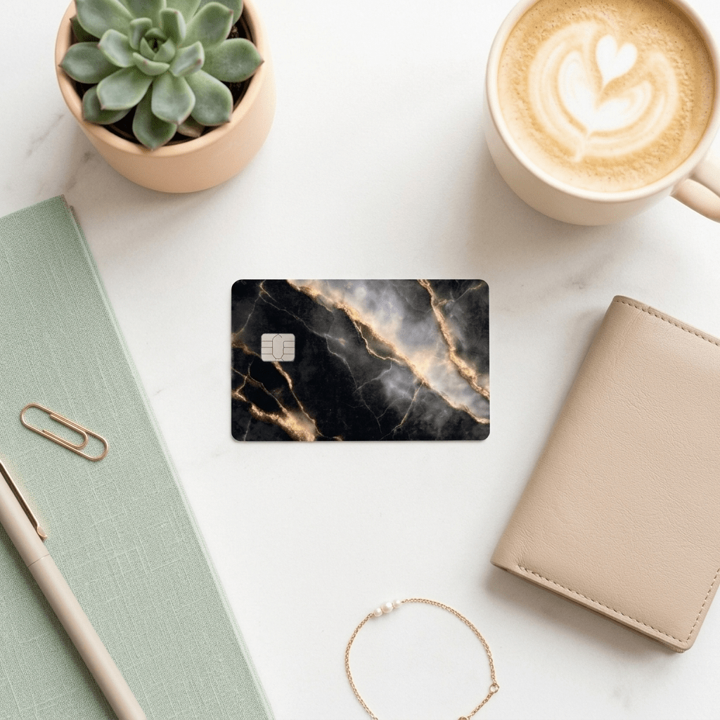 Black & Gold Marble Debit Card Skin – Luxury Card Cover – Sticker Era by The Sticker Era