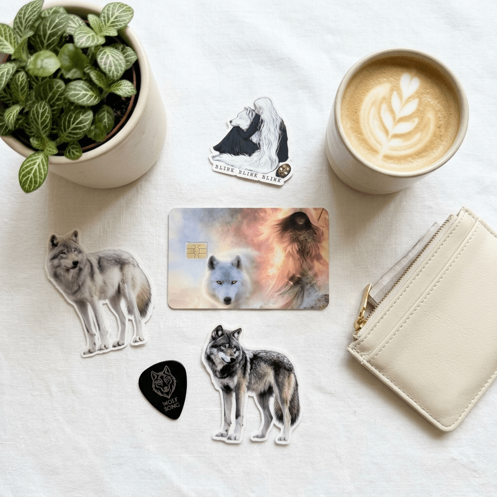 Wolf Debit Card Skin – Moody Forest Vinyl Card Cover – Sticker Era by The Sticker Era