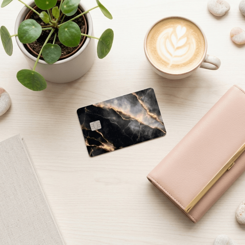 Black & Gold Marble Debit Card Skin – Luxury Card Cover – Sticker Era by The Sticker Era