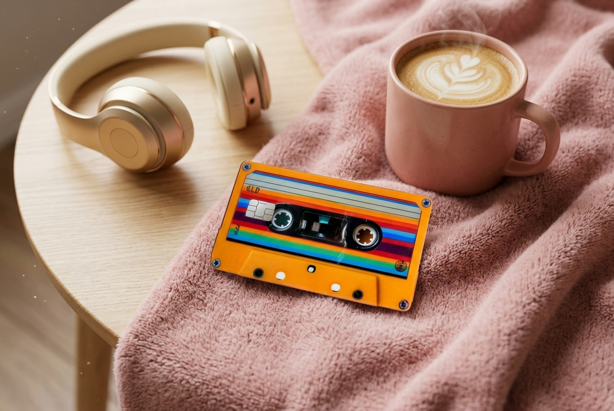 Retro Cassette Tape Card Skin | 80s 90s Rainbow Aesthetic