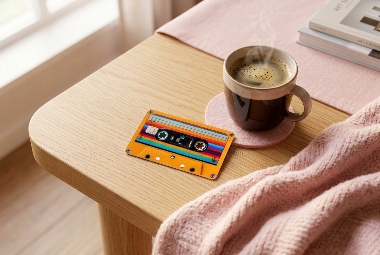 Retro Cassette Tape Card Skin | 80s 90s Rainbow Aesthetic