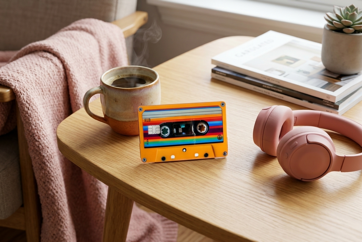 Retro Cassette Tape Card Skin | 80s 90s Rainbow Aesthetic