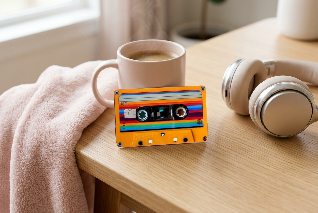 Retro Cassette Tape Card Skin | 80s 90s Rainbow Aesthetic