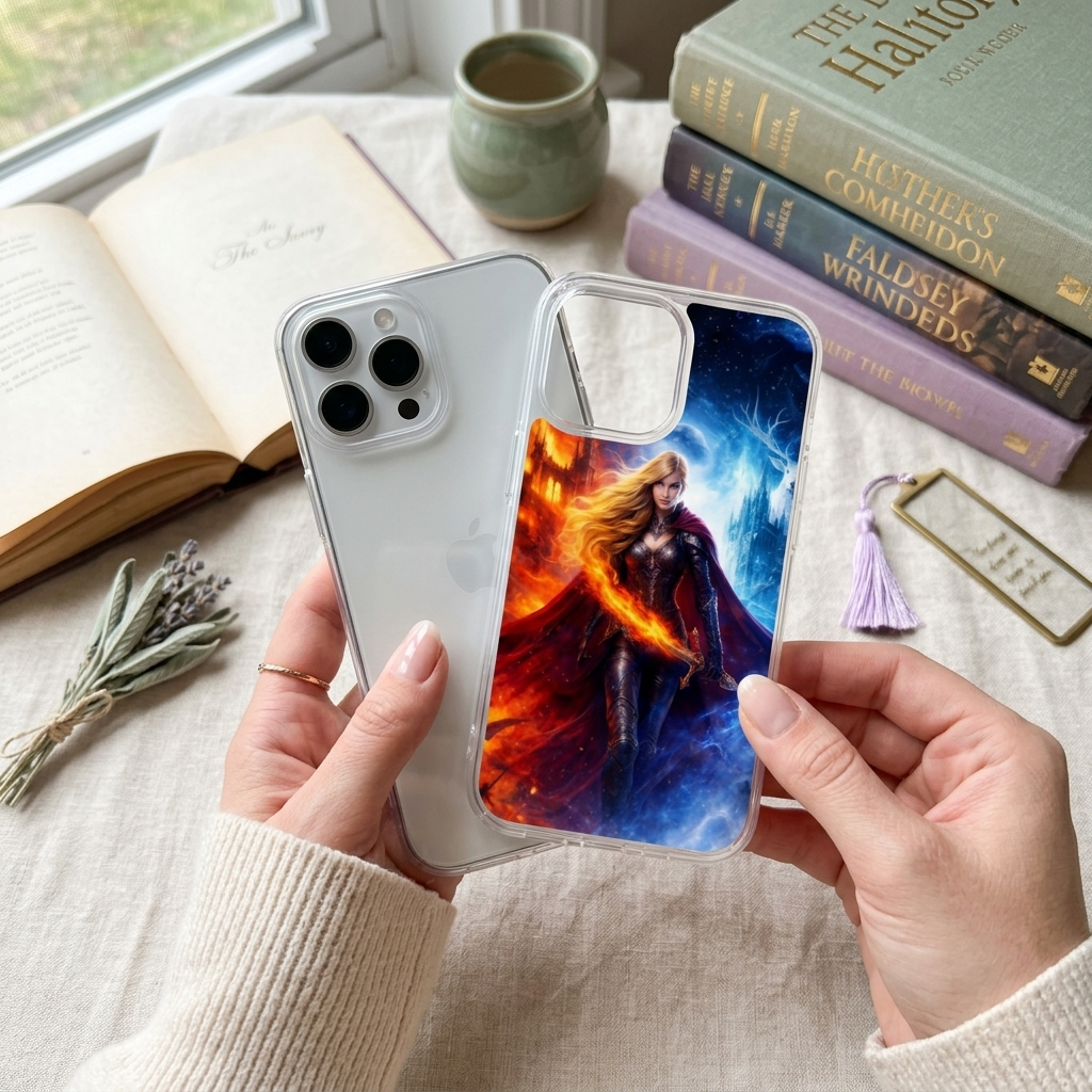 Fire & Ice Warrior Goddess Phone Insert | Fantasy iPhone Art – Sticker Era by The Sticker Era