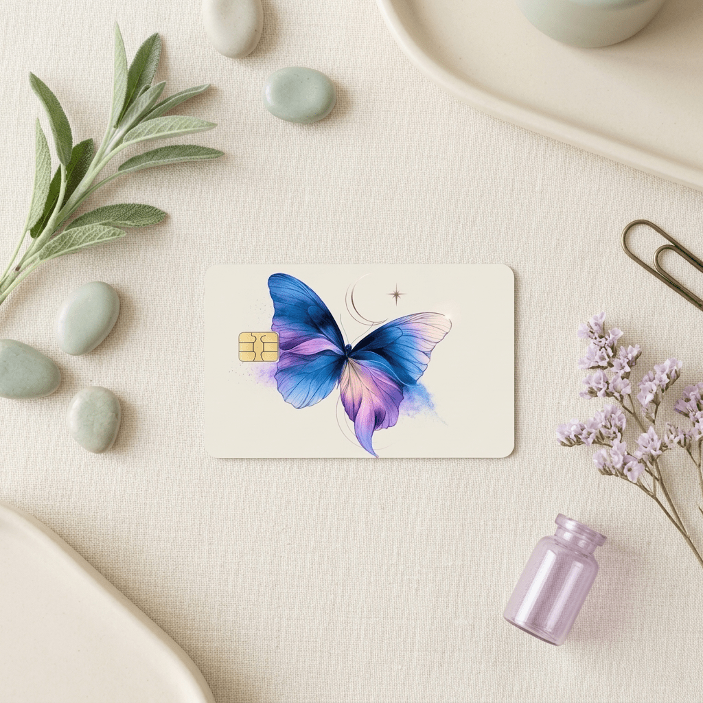 Celestial Butterfly Card Skin – Purple Butterfly Debit Card Skin – Sticker Era by The Sticker Era