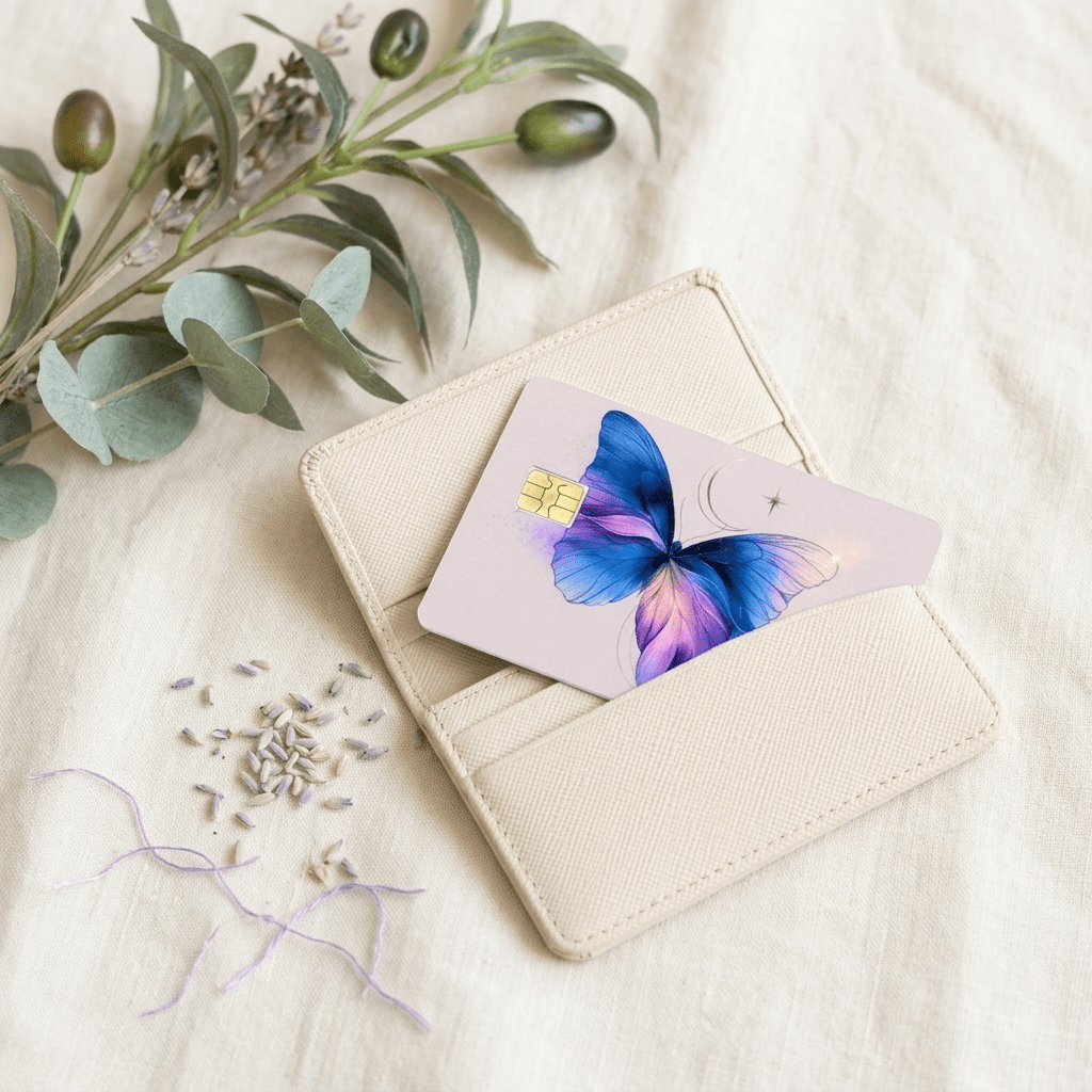 Celestial Butterfly Card Skin – Purple Butterfly Debit Card Skin – Sticker Era by The Sticker Era