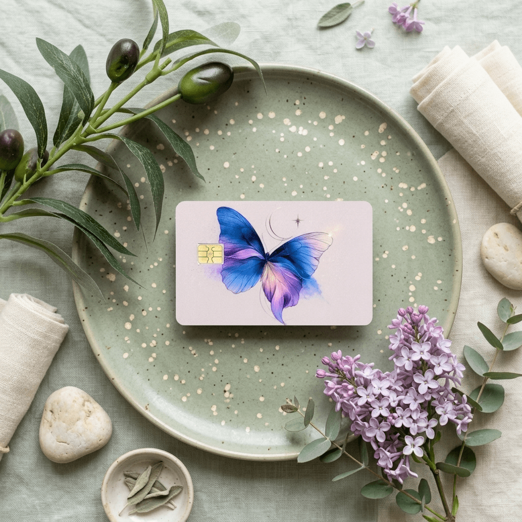 Celestial Butterfly Card Skin – Purple Butterfly Debit Card Skin – Sticker Era by The Sticker Era