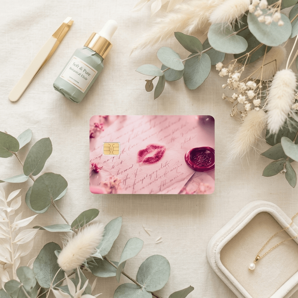 Lipstick Kiss Card Skin – Love Letter Debit & Credit Card Sticker by The Sticker Era