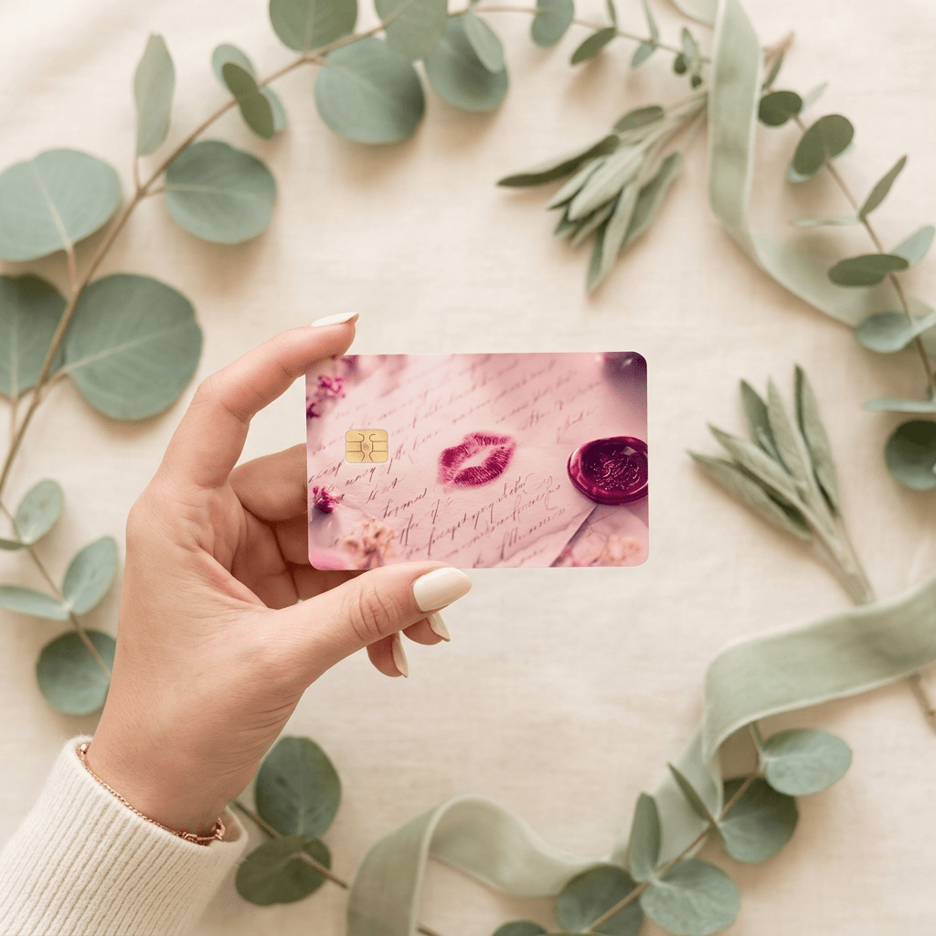 Lipstick Kiss Card Skin – Love Letter Debit & Credit Card Sticker by The Sticker Era