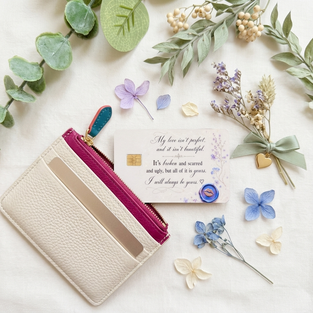 Wax seal love letter credit card skin surrounded by greenery and soft florals by The Sticker Era