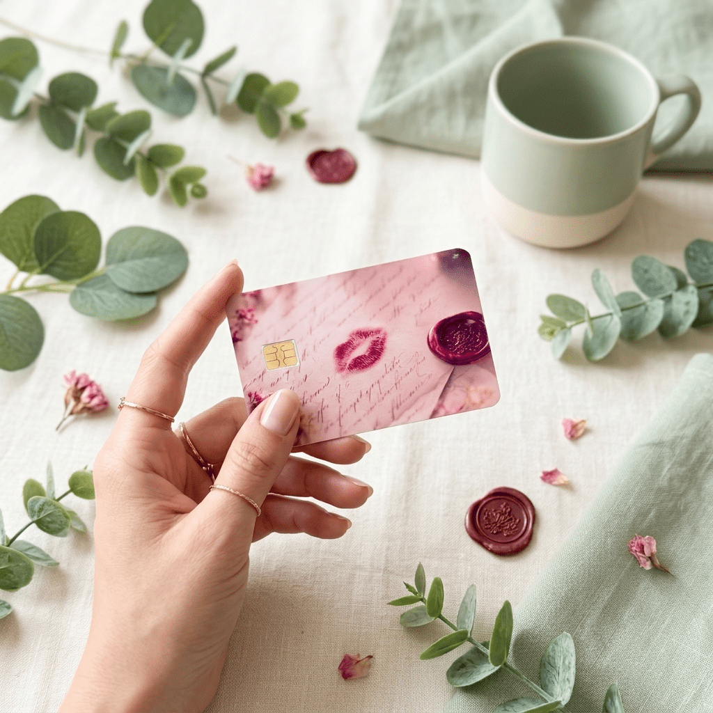 Lipstick Kiss Card Skin – Love Letter Debit & Credit Card Sticker by The Sticker Era