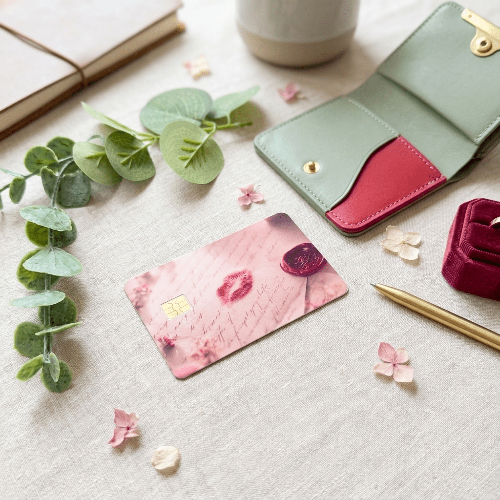 Lipstick Kiss Card Skin – Love Letter Debit & Credit Card Sticker by The Sticker Era