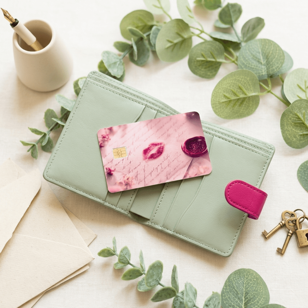 Lipstick Kiss Card Skin – Love Letter Debit & Credit Card Sticker by The Sticker Era
