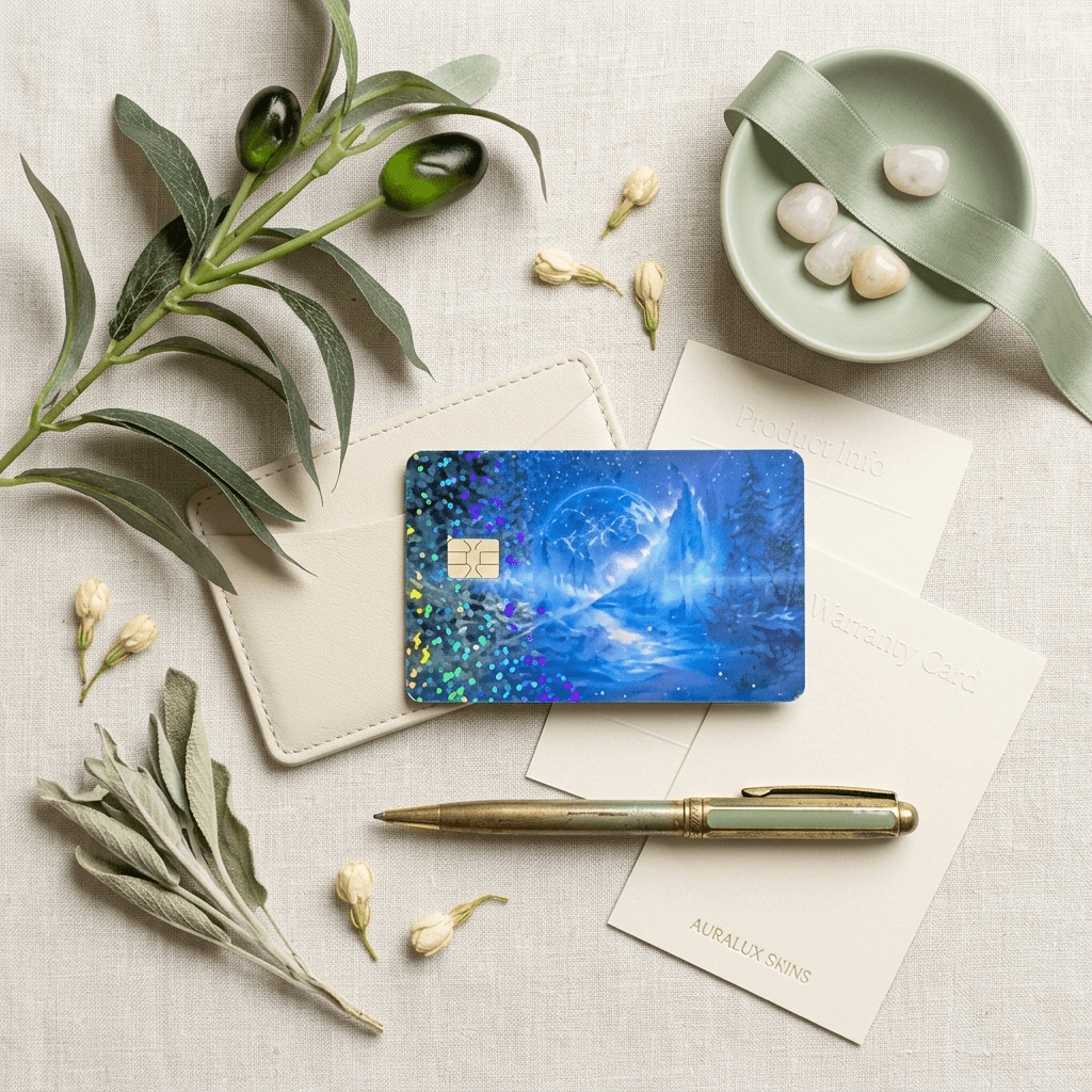 Holographic Mountain Card Skin – Mystic Nature Debit Card Skin – Sticker Era by The Sticker Era