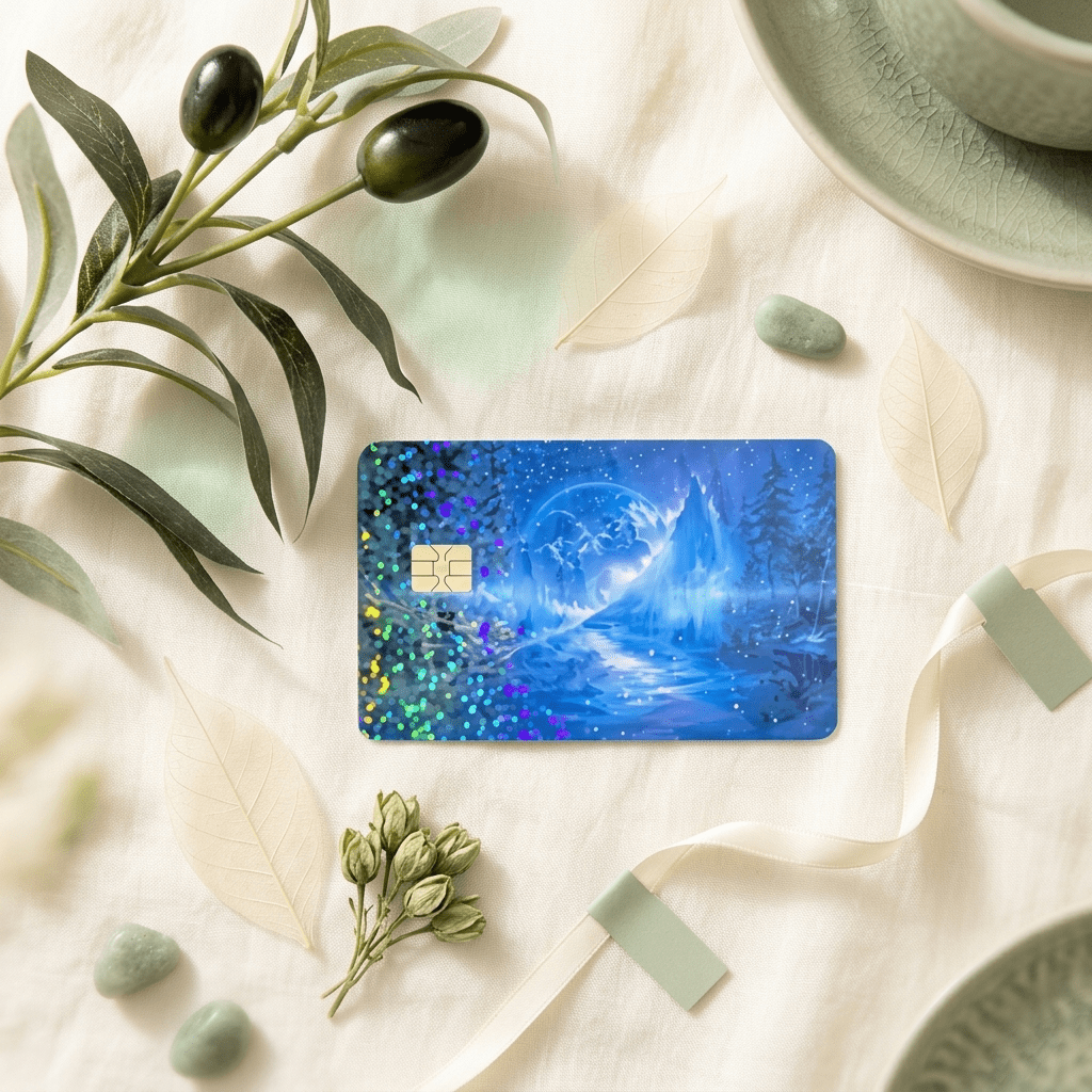 Holographic Mountain Card Skin – Mystic Nature Debit Card Skin – Sticker Era by The Sticker Era