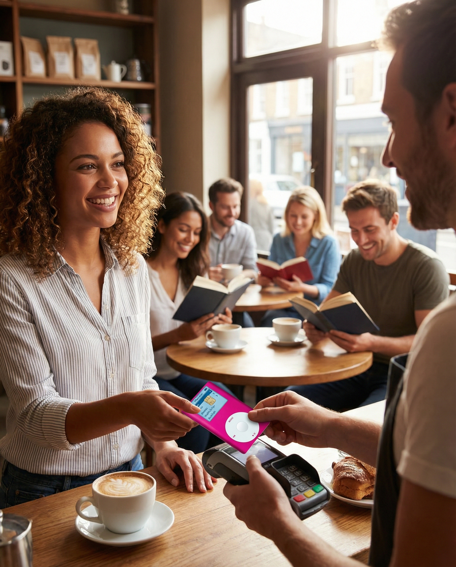 Pink Retro iPod Debit Card Skin | Y2K Nostalgic Vinyl Card Wrap