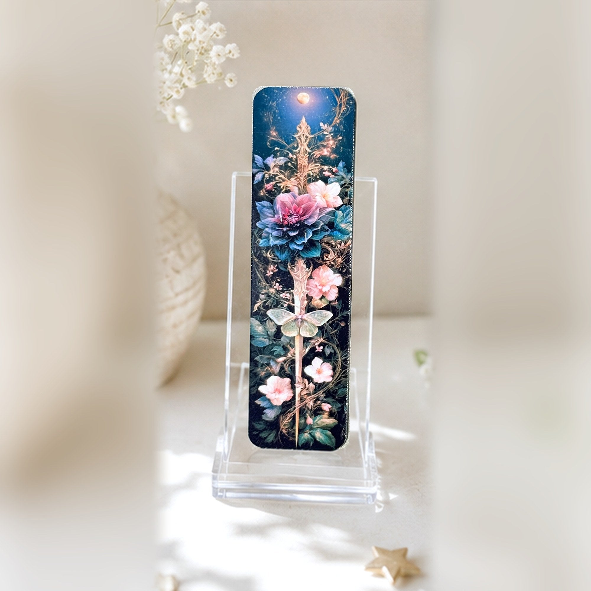 Dagger bookmark in acrylic display by The Sticker Era