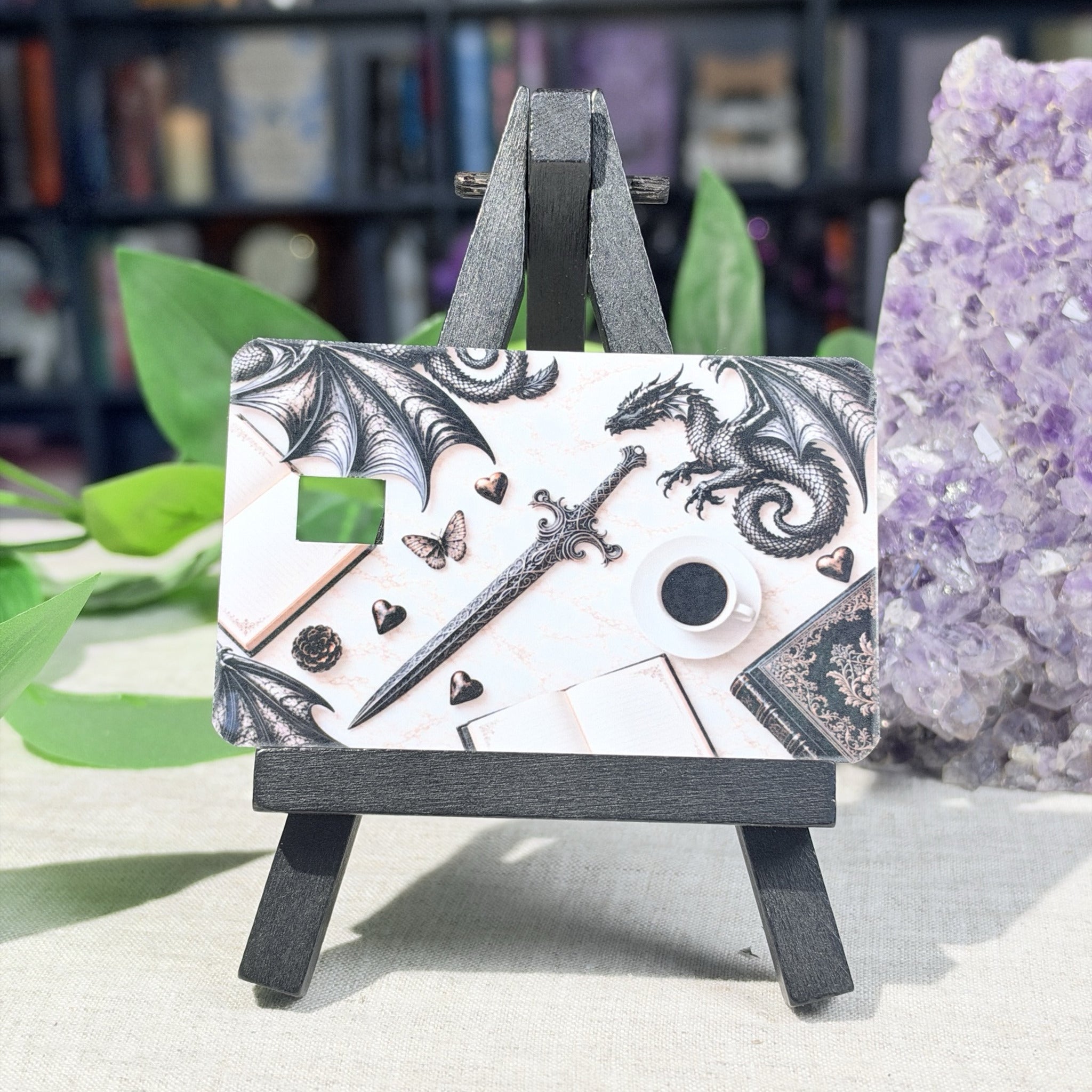 Dark Romance Dragon Card Skin – Black & White Hearts & Sword Debit & Credit Card Sticker by The Sticker Era
