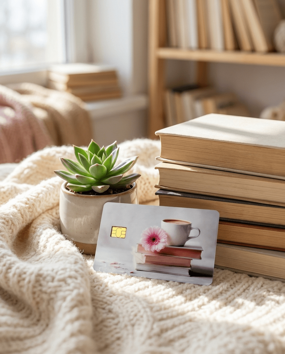 Books and Coffee Floral Card Skin | Bookish Aesthetic by The Sticker Era