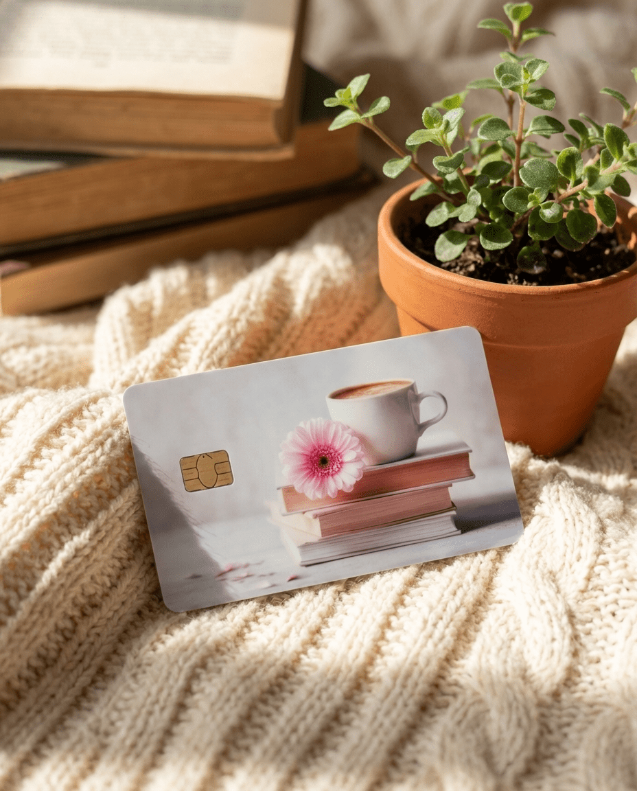 Books and Coffee Floral Card Skin | Bookish Aesthetic by The Sticker Era