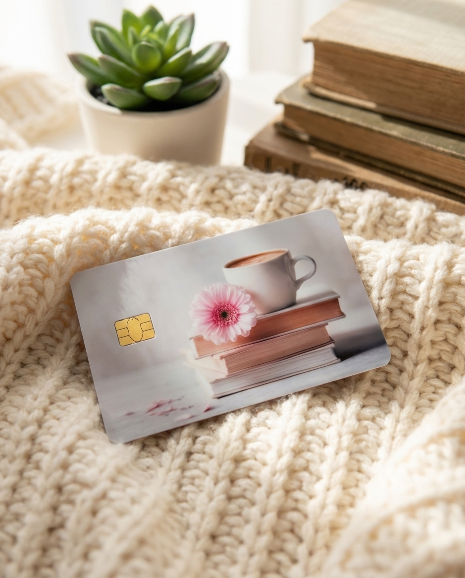 Books and Coffee Floral Card Skin | Bookish Aesthetic