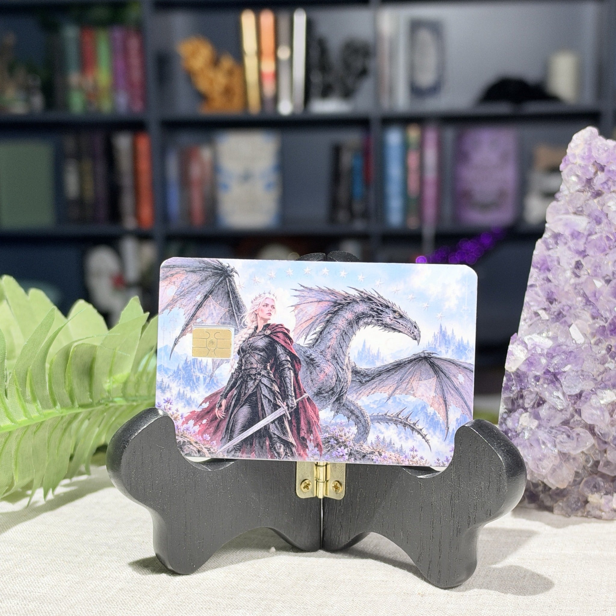 Dragon Queen Card Skin – Silver Dragon & Sword Debit & Credit Card Sticker by The Sticker Era